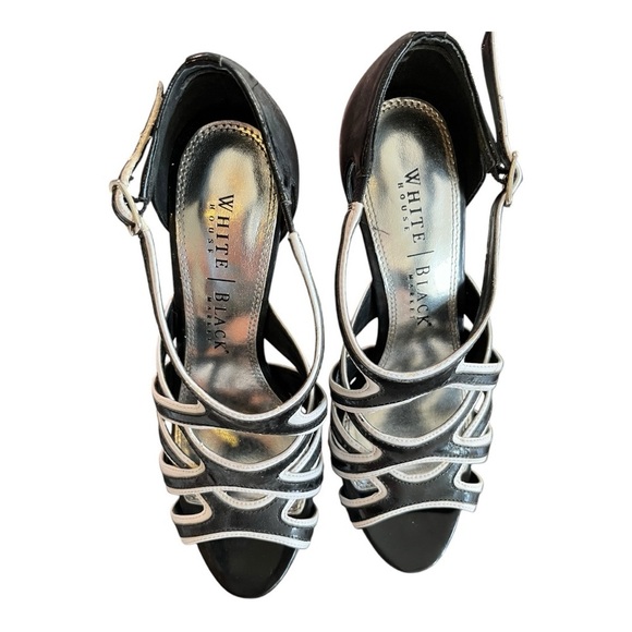 WHBM ‘Jan’ Black /White Contrast Heeled Sandals, size 7M - Picture 4 of 6